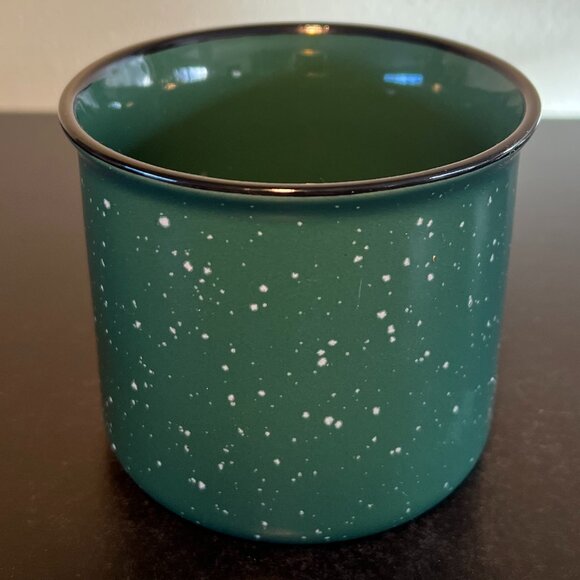 Deep Green and White Speckled Stoneware Camping Campfire Style Mug ~ Heavy Duty - Picture 6 of 8